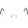 Tom Ford Men's Rimless Rectangle Blue Light-blocking Glasses In Palladium Black/t Logo