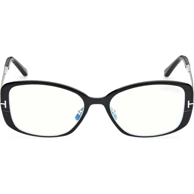 Tom Ford 54mm Rectangular Optical Glasses In Metallic
