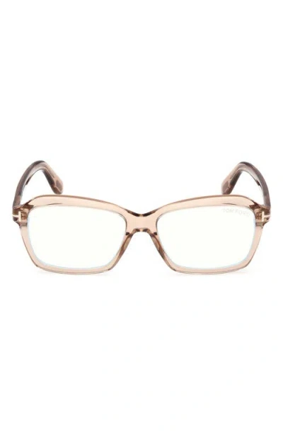 Tom Ford 54mm Rectangular Optical Glasses In Purple