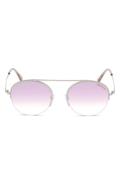 Tom Ford 54mm Round Sunglasses In Shiny Palladium / Gradient