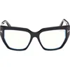 Tom Ford 54mm Square Blue Light Blocking Optical Glasses In Black