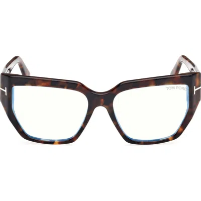 Tom Ford 54mm Square Blue Light Blocking Optical Glasses In Brown