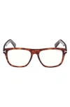 Tom Ford 54mm Square Blue Light Blocking Optical Glasses In Red Havana/t Logo