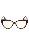 Tom Ford 54mm Square Blue Light Blocking Optical Glasses In Vintage Leopard/bordeaux