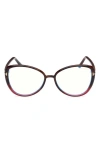 Tom Ford 55mm Butterfly Blue Light Blocking Optical Glasses In Purple