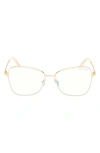 Tom Ford 55mm Butterfly Blue Light Blocking Optical Glasses In Deep Gold Ivory Enamel