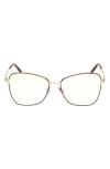 Tom Ford 55mm Butterfly Blue Light Blocking Optical Glasses In Pale Gold Brown Enamel