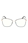 Tom Ford 55mm Butterfly Blue Light Blocking Optical Glasses In Black