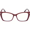 Tom Ford 55mm Butterfly Blue Light Blocking Optical Glasses In Solid Bordeaux/rose Gold