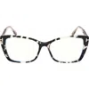 Tom Ford 55mm Butterfly Blue Light Blocking Optical Glasses In Vintage Black Havana Rose Gold