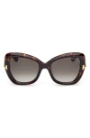 Tom Ford 55mm Butterfly Sunglasses In Brown