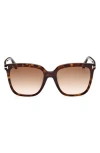 Tom Ford 55mm Butterfly Sunglasses In Dark Havana/gradient Brown