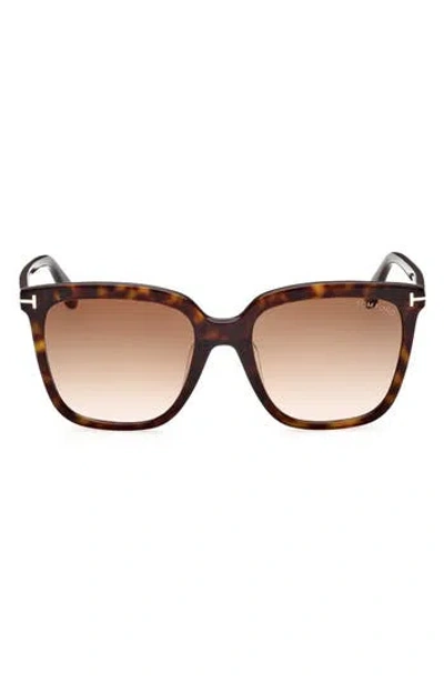 Tom Ford 55mm Butterfly Sunglasses In Dark Havana/gradient Brown