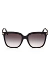 Tom Ford 55mm Butterfly Sunglasses In Shiny Black/gradient Smoke