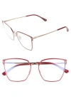Tom Ford 55mm Cat Eye Blue Light Blocking Glasses In Bordeaux/gold