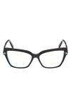 Tom Ford 55mm Cat Eye Blue Light Blocking Optical Glasses In Black