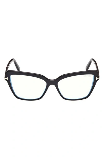 TOM FORD TOM FORD 55MM CAT EYE BLUE LIGHT BLOCKING OPTICAL GLASSES