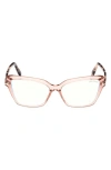 Tom Ford Blue Light Blocking Acetate Cat-eye Glasses In Light Rose/t Logo