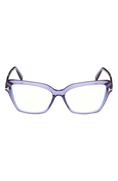 Tom Ford 55mm Cat Eye Blue Light Blocking Optical Glasses In Multi