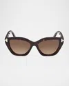 Tom Ford 55mm Butterfly Sunglasses In Orange