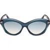 Tom Ford 55mm Gradient Oval Sunglasses In Blue
