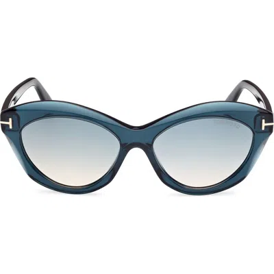 Tom Ford 55mm Gradient Oval Sunglasses In Blue