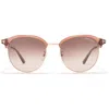 Tom Ford 55mm Gradient Round Sunglasses In Light Brown/gradient Brown