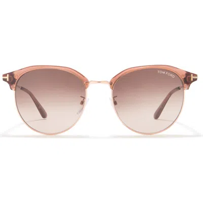 Tom Ford 55mm Gradient Round Sunglasses In Light Brown/gradient Brown