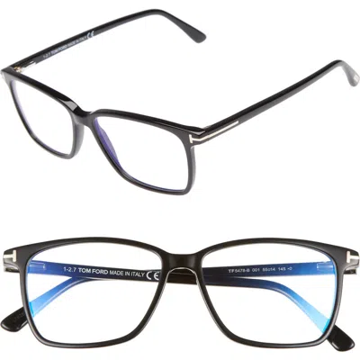 Tom Ford 55mm Irregular Optical Glasses In Black