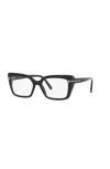 Tom Ford 55mm Rectangle Optical Glasses In Black