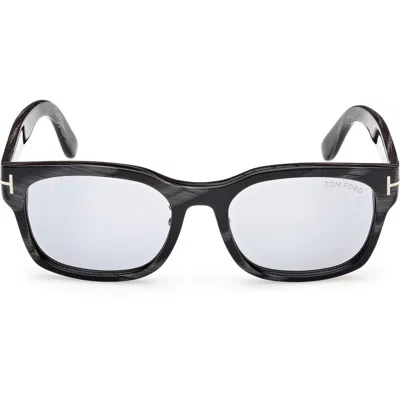 Tom Ford 55mm Rectangle Tinted Sunglasses In Black