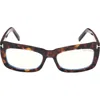 Tom Ford 55mm Rectangular Blue Light Blocking Glasses In Brown