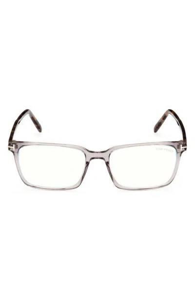 Tom Ford 55mm Rectangular Blue Light Blocking Glasses In Grey/other
