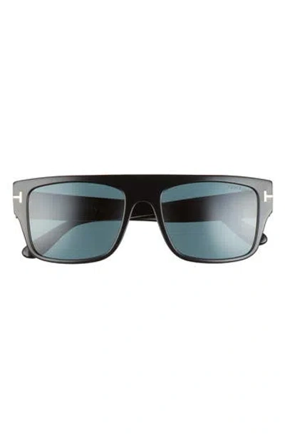 Tom Ford 55mm Rectangular Sunglasses In Black/blue
