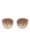 Tom Ford 55mm Round Sunglasses In Light Brown/gradient Brown