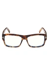 Tom Ford 55mm Square Blue Light Blocking Glasses In Medium Blonde Havana/t Logo