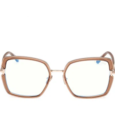 Tom Ford 55mm Square Blue Light Blocking Optical Glasses In Brown