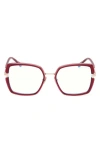 Tom Ford 55mm Square Blue Light Blocking Optical Glasses In Pink