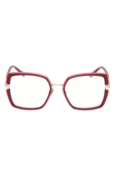 Tom Ford 55mm Square Blue Light Blocking Optical Glasses In Pink