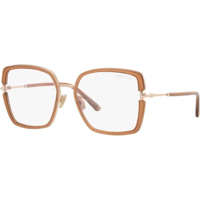Tom Ford 55mm Square Optical Glasses In Gold