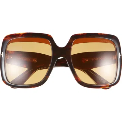 Tom Ford 55mm Square Sunglasses In Dark Havana/ Brown