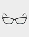 Tom Ford 56mm Blue Block Rectangular Eyeglasses In Black