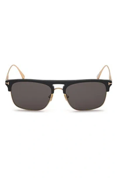 Tom Ford 56mm Browline Sunglasses In Black