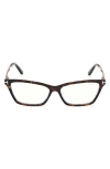 Tom Ford 56mm Blue Block Rectangular Eyeglasses In Brown