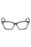 Tom Ford 56mm Cat Eye Blue Light Blocking Optical Glasses In Black