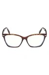 Tom Ford 56mm Cat Eye Blue Light Blocking Optical Glasses In Brown