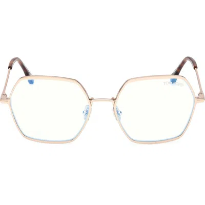 Tom Ford 56mm Geometric Blue Light Blocking Optical Glasses