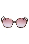 Tom Ford 56mm Geometric Sunglasses In Colored Havana