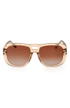 Tom Ford 56mm Gradient Aviator Sunglasses In Shiny Light Brown/brown