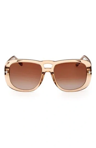 Tom Ford 56mm Gradient Aviator Sunglasses In Brown
